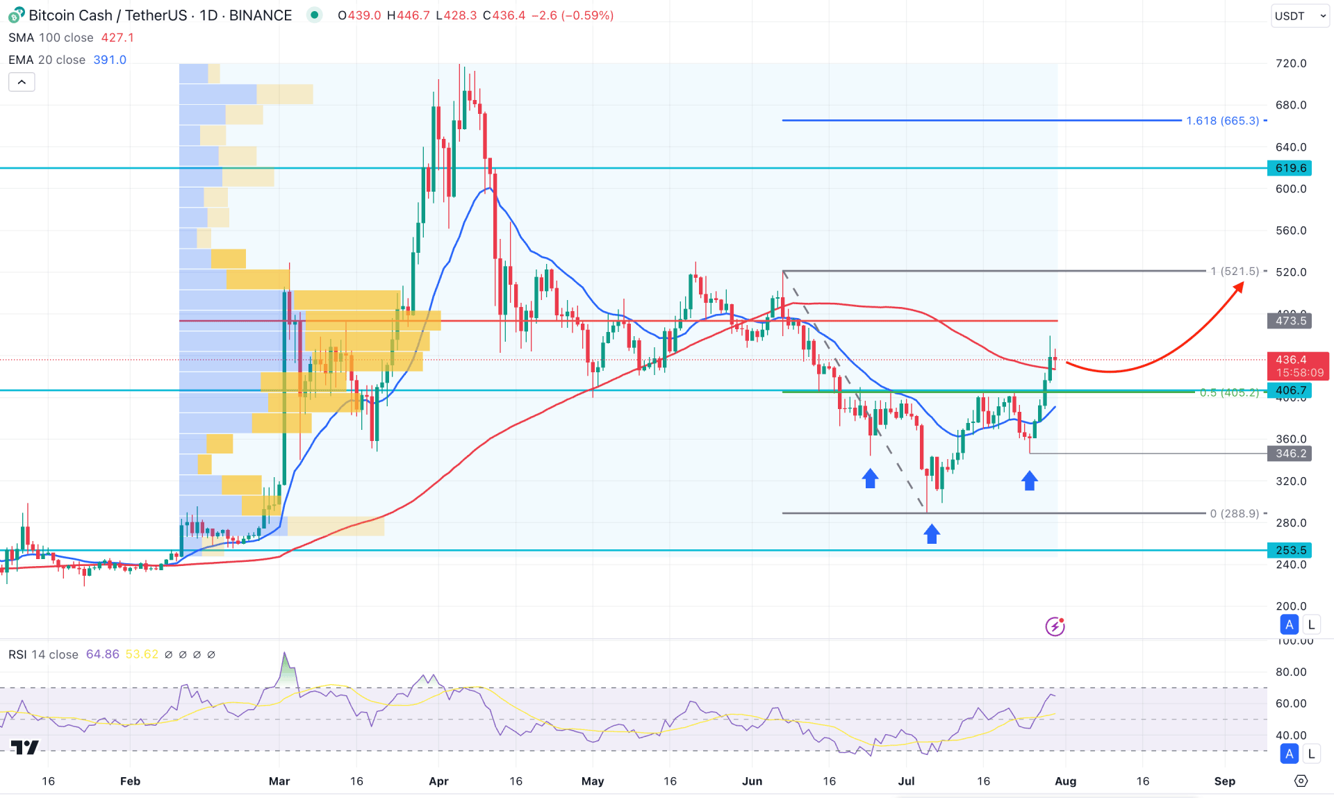 Bitcoin Cash (BCH) Daily Chart Technical Analysis 30th July 2024